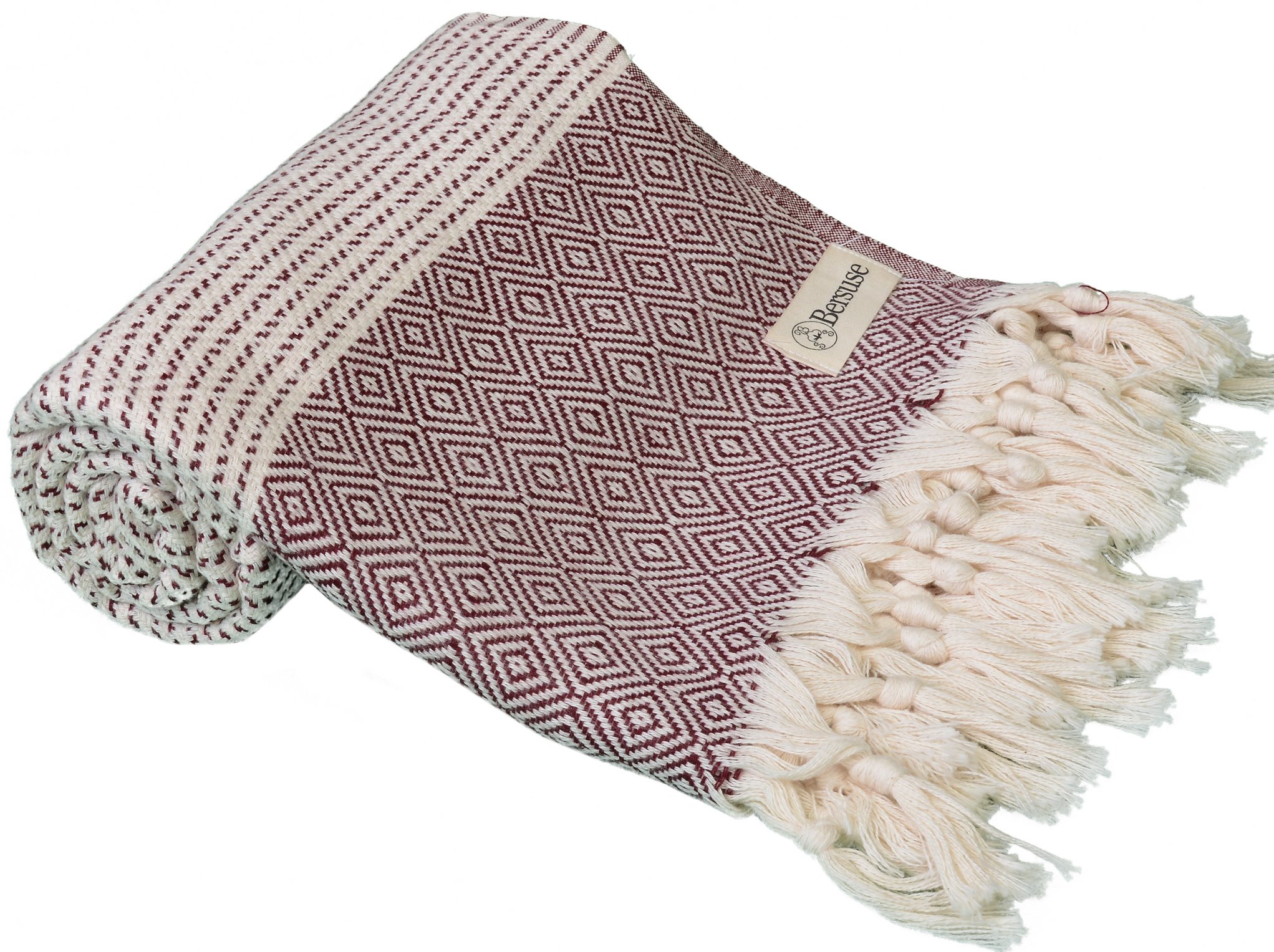 Bersuse 100% Cotton - Hierapolis Turkish Towel - Burgundy