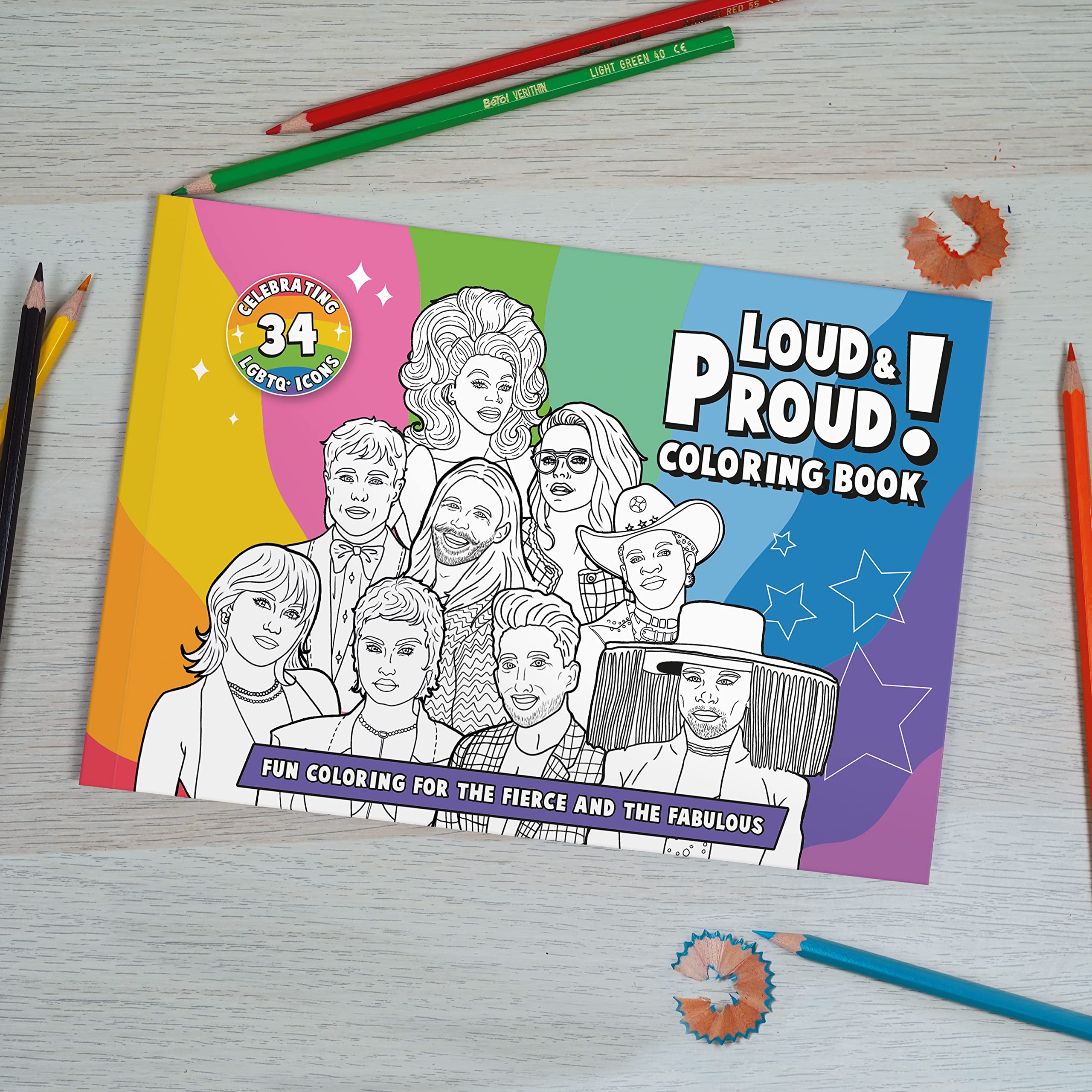 Bubblegum Stuff Loud & Proud Coloring Book – Adult Coloring Book – 20 Pages Featuring 34 LGBTQ+ Icons – Dimensions: 25 x 17.5 x 0.5 cm – B5 Page Size…