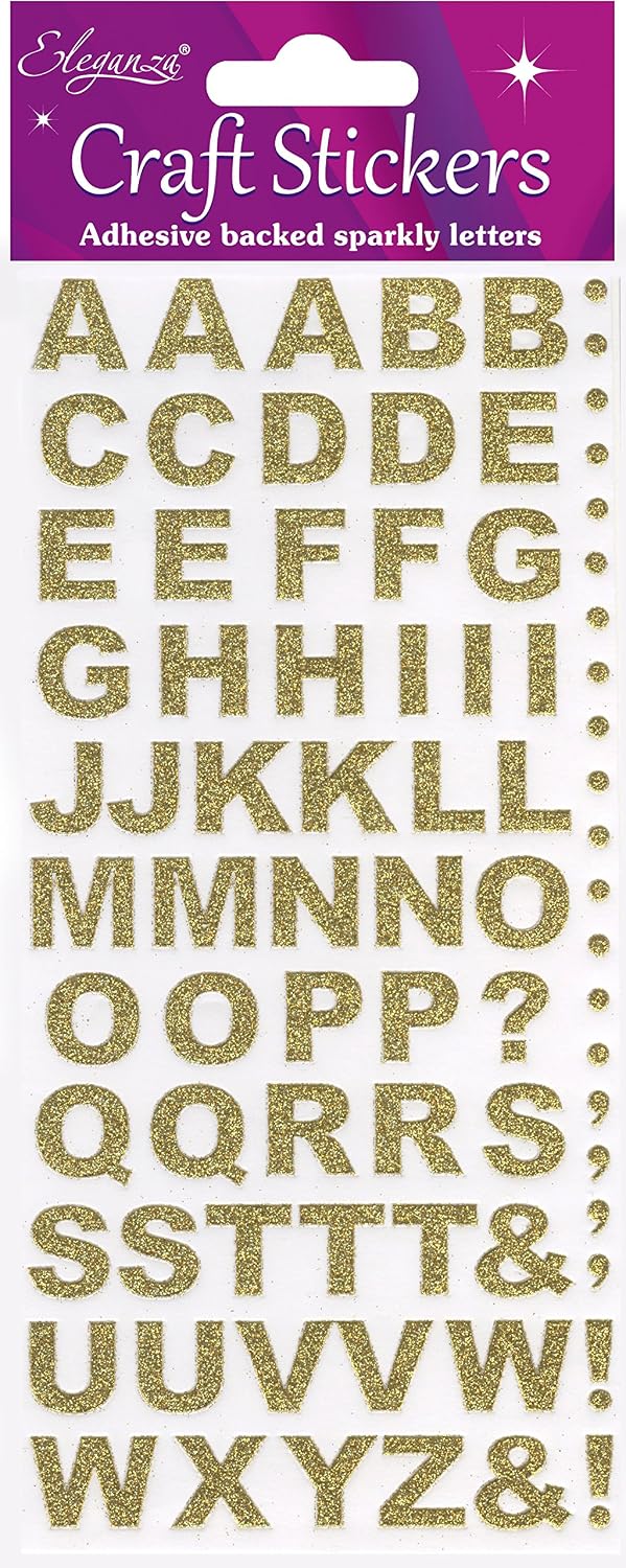 Eleganza Alphabet Set, Synthetic Material, Gold, 16.5 x 7.6 x 0.2 cm, 25810