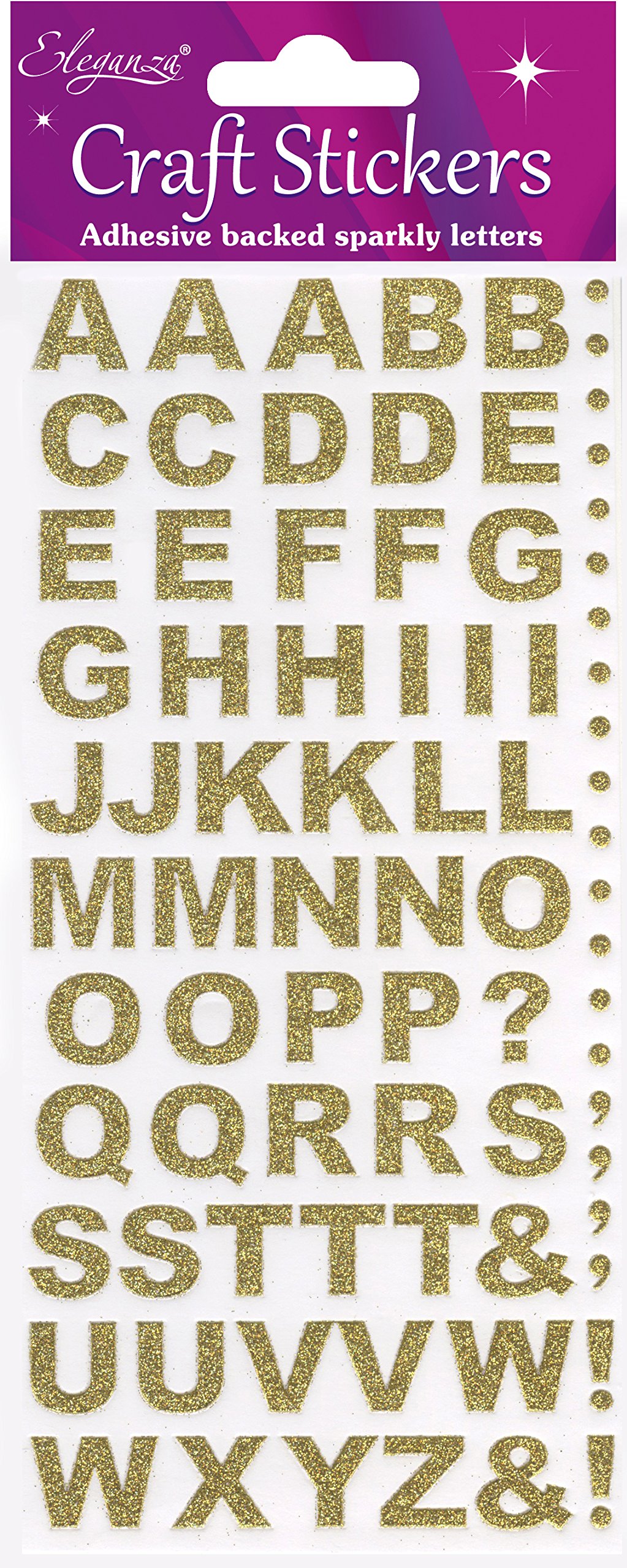 Eleganza Alphabet Set, Synthetic Material, Gold, 16.5 x 7.6 x 0.2 cm, 25810