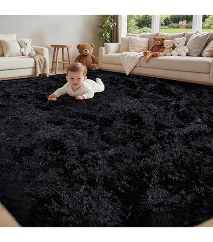 Amazon.com: 5' x 8' Area Rug, Black Non-Skid Rubber Backing Large