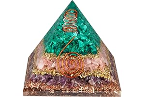 KARMAPLEDGE Healing Crystals Orgone Pyramid Gifts for Women, Amethyst Green Aventurine Orgonite Pyramids for Meditation, Chakra Balance, Positive Energy, Success, Handmade Home and Office Decor, Birthday Gifts