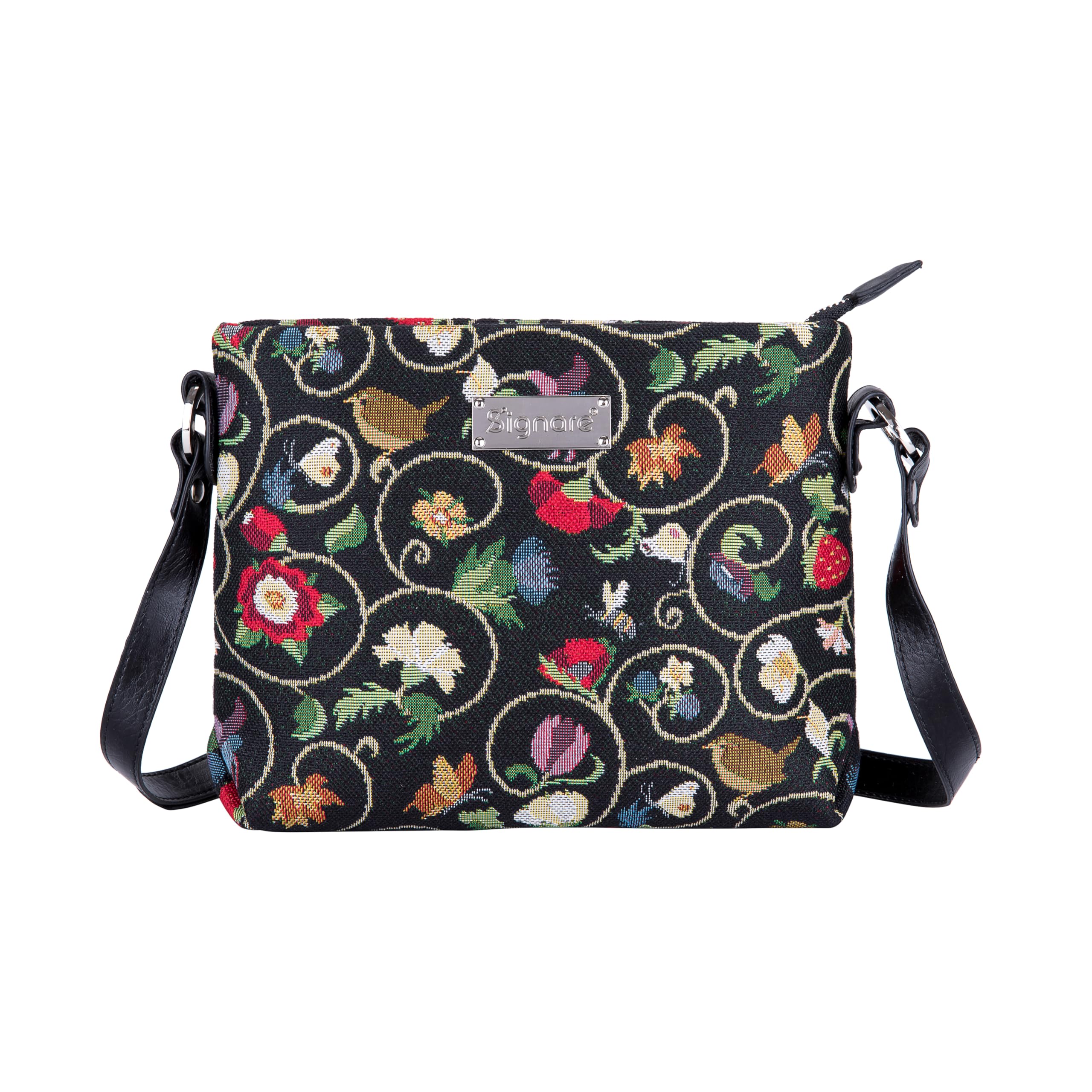 Signare Tapestry Crossbody Bag Small Shoulder Bag for Women with Garden Flower and Creature (Jacobean Dream, XB02-JACOB)