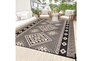 HiiARug Outdoor Rug for Patios 6'x9' Outdoor Plastic Straw Rug Waterproof Patio Porch Rug Reversible RV Mat Outdoor Area Rugs for Outdoors, RV, Patio, Backyard, Deck, Camping