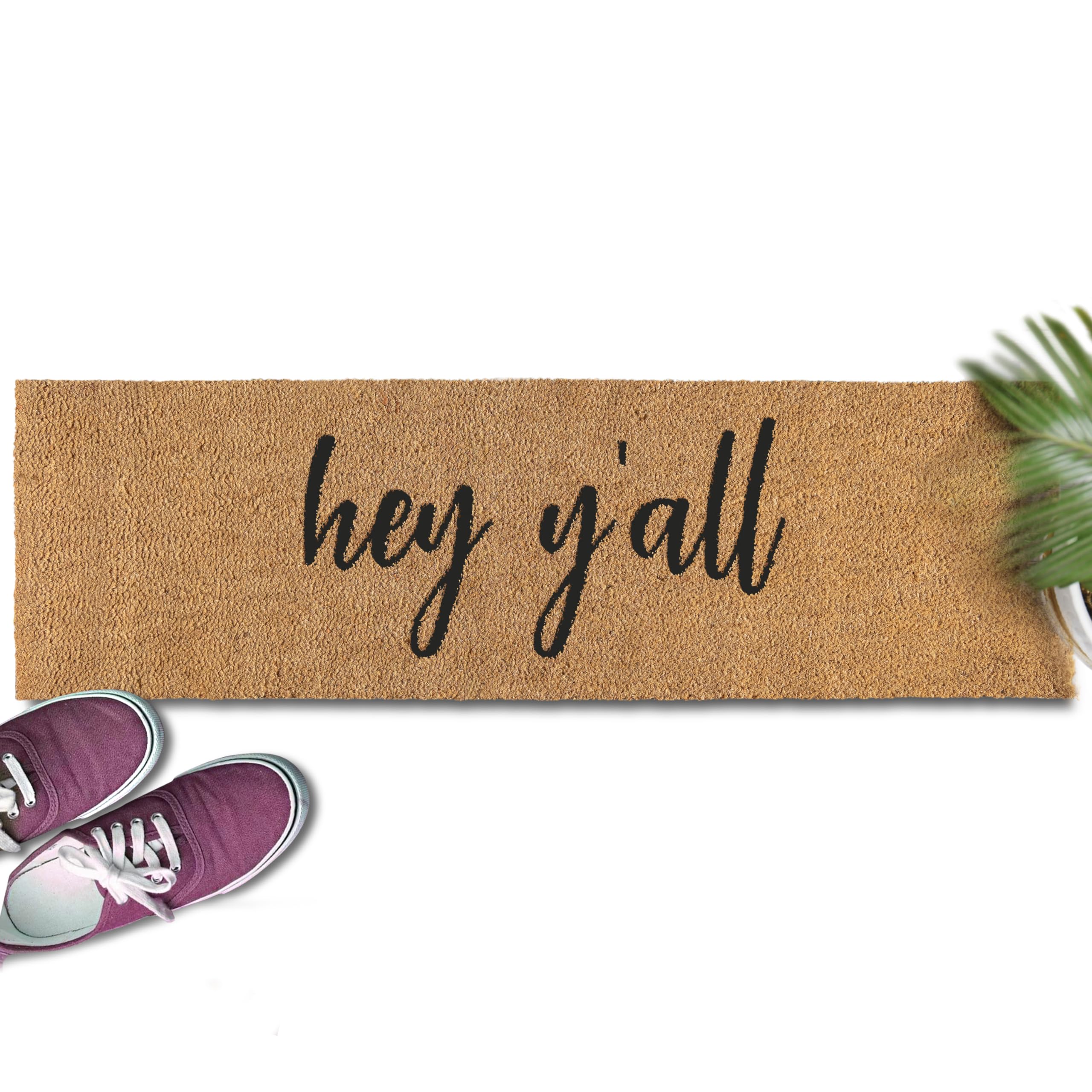Photo 1 of Hey Y'all Large Door Mat 50x15 Inch, Oversized Long Front Doormat for Covered Outdoor Entrance, Welcome Mat for Double Doors