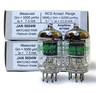 Riverstone Audio - Tested/Matched Pair (2 Tubes) 7-Pin JAN 5654W Fully-Tested Vacuum Tubes - Upgrade for 6AK5 / 6J1 / 6J1P / EF95 - JAN 5654W Platinum Grade Pair