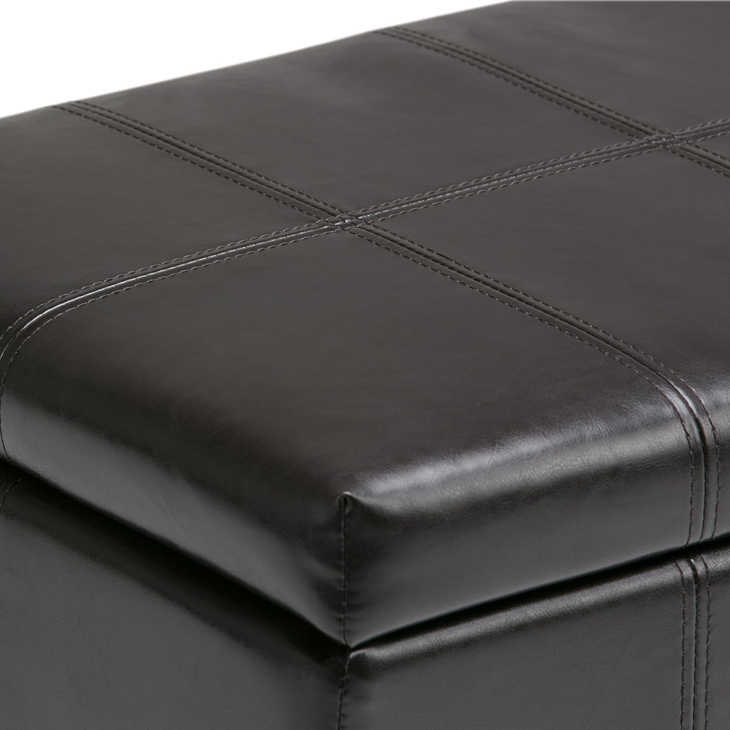 Simpli Home Dover 36 inch Wide Rectangle Lift Top Storage Ottoman Bench in Upholstered Tanners Brown Faux Leather, Footrest Stool, Coffee Table for the Living Room, Bedroom and Kids Room: Kitchen & Dining