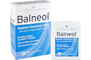 BALNEOL Hygienic Cleansing Lotion Packets, Men & Women, Cleans, Soothes & Moisturizes, Relieves Anal & Vaginal Irritation & Itching, Safe For Pregnancy, Post-partum, Diarrhea & Hemorrhoids, 2G x 20 Ct