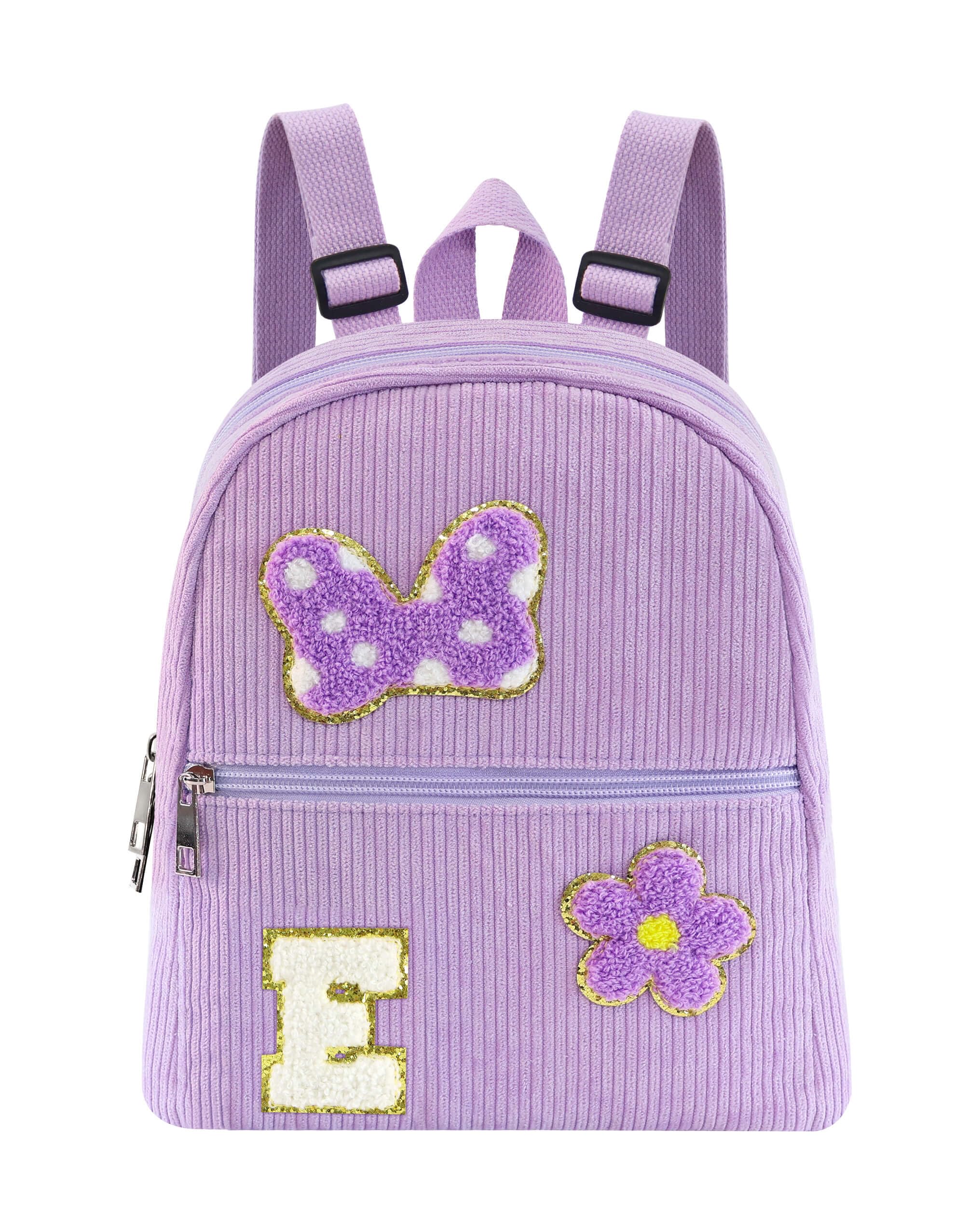 Photo 1 of 2 3 4 5 6 Year Old Girl Gifts Chenille Initial Mouse Bow Mini Backpack, Corduroy Toddler Backpacks Christmas Birthday Gifts for Girls 2-4 5-6, Purple Mini Diaper Bag Must Haves for Park Travel E