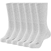 WANDER Men's Running Crew Socks 6 Pairs Cotton Athletic Socks for Men Cushion Performance Socks 8-12/12-15