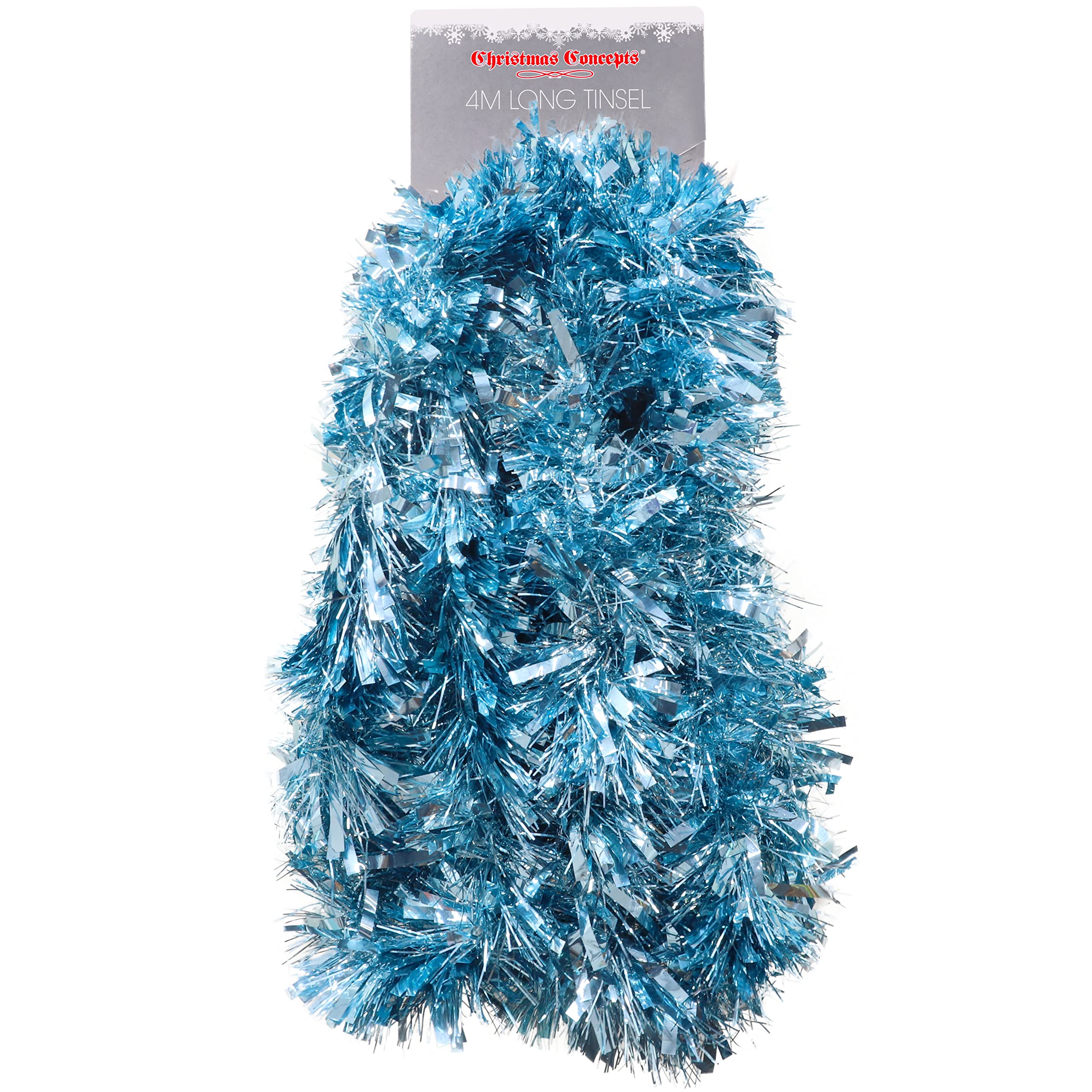 Christmas Concepts® 4m (13ft) Metre Chunky/Fine Christmas Tinsel - Christmas Decoration Tinsel (ICE BLUE)