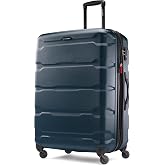 Samsonite Omni PC Hardside Expandable Luggage with Spinner Wheels, Teal, Checked-Large 28-Inch