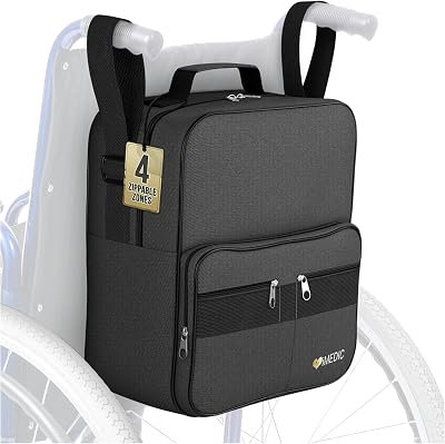 iMedic Deluxe Wheelchair Bag Black Back of Chair Backpack H37 x W33 x D18cm