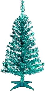 National Tree Company Artificial Christmas Tree | Includes Stand | Turquoise Tinsel - 3 ft