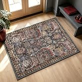 RUGSURE Washable Area Rugs - Perfect for Living Room, Bedroom, Kids Room, Nursery - Stain & Water Resistant Non-Slip, Pet & Child Friendly, Vintage Tribal Area Rugs (Rust, 3' x 5 ')