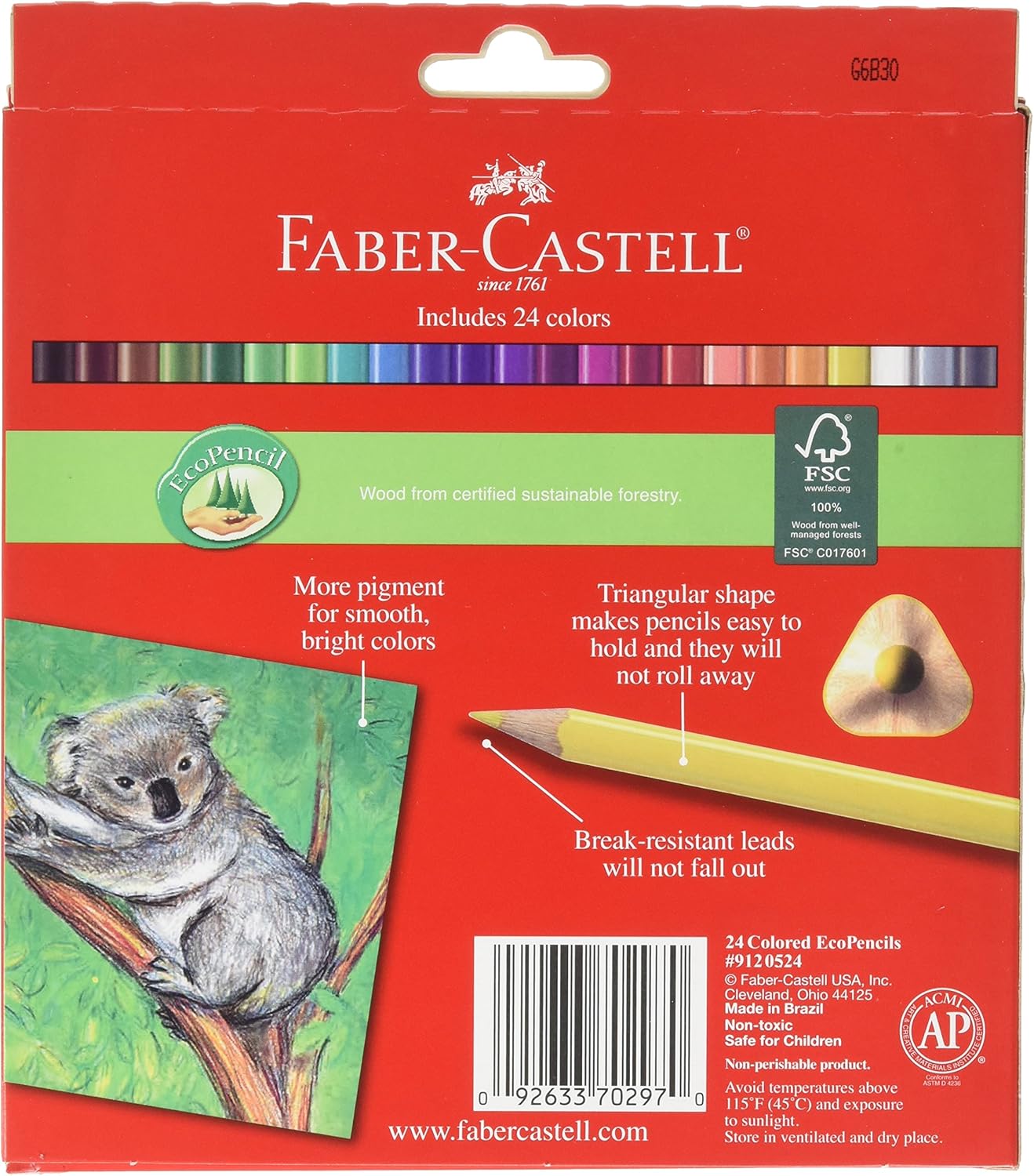 Faber-Castell Triangular Colored EcoPencils - 24 Count: Toys & Games