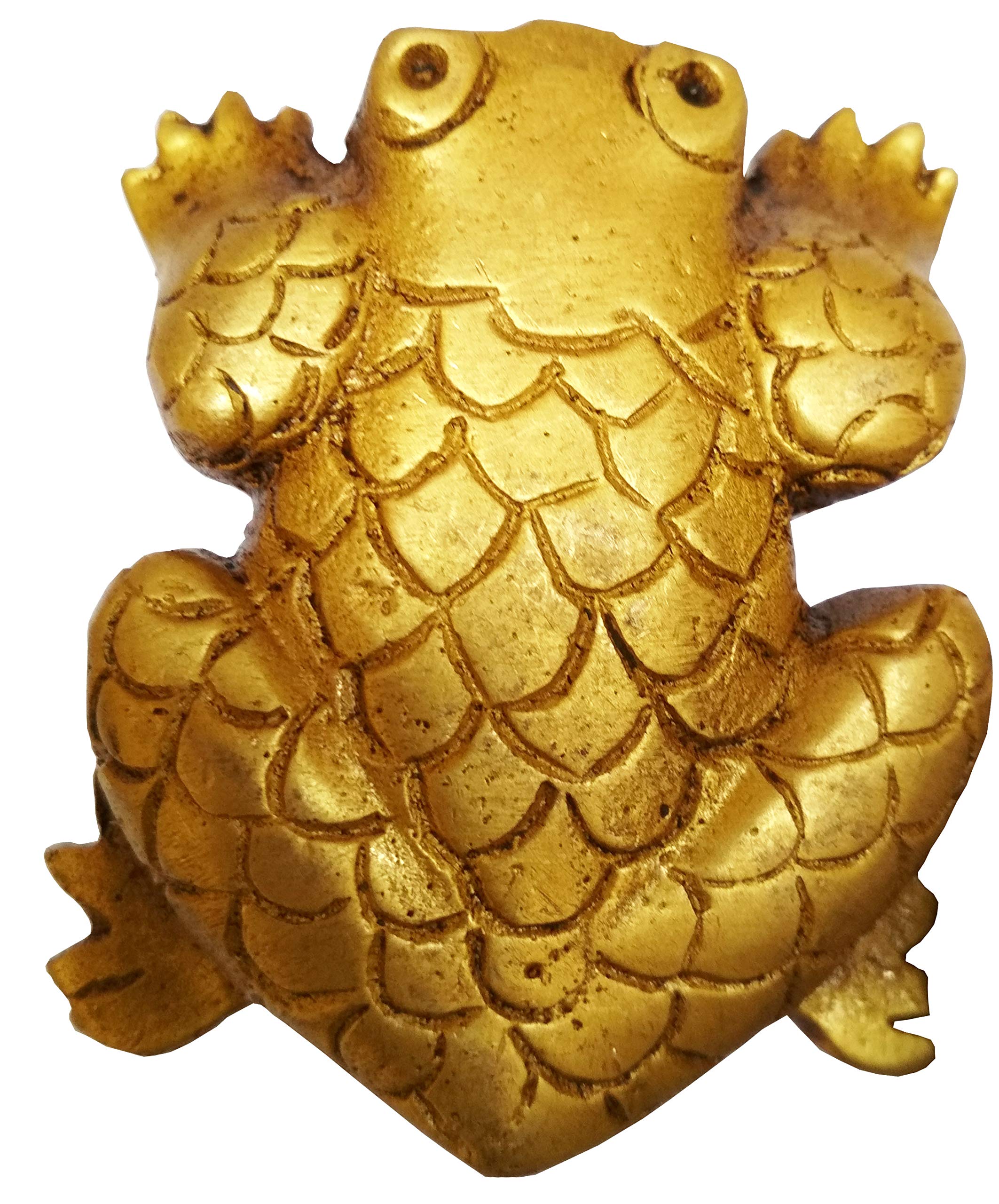 Purpledip Brass Knob 'Lucky Frog': Small Designer Pull Handle (11589)