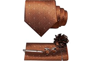 JEMYGINS Mens Tie and Lapel Pin Necktie Pocket Square Cufflinks and Tie Clip Sets for Business Casual 5PCS
