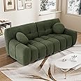 Nolohoo Boucle Cloud Sofa Couch, Comfy Deep Seat Sherpa Couch, 72.8" Overstuffed Cozy Teddy 2 Seat Marshmallow Couch with 2 Pillows, Oversized Loveseat Sofa for Living Room, Emerald Green