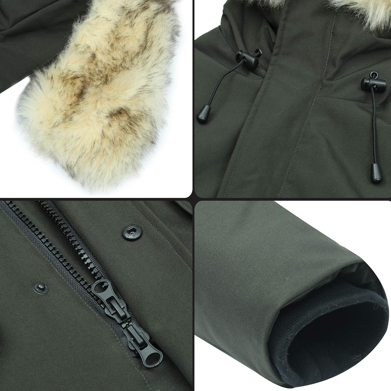 Molemsx Men's Down Alternative Jacket Mountain Thicken Lined Fur Hooded Long Anorak Parka Padded Coat XS-3XL: Clothing