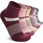 6 Pairs Merino Wool Ankle Running Hiking Socks Compression Support Breathable Thick Cushion No Show Socks for Women Men