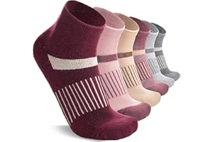 ANLISIM 6 Pairs Merino Wool Ankle Running Hiking Socks Compression Support Breathable Thick Cushion No Show Socks for Women Men