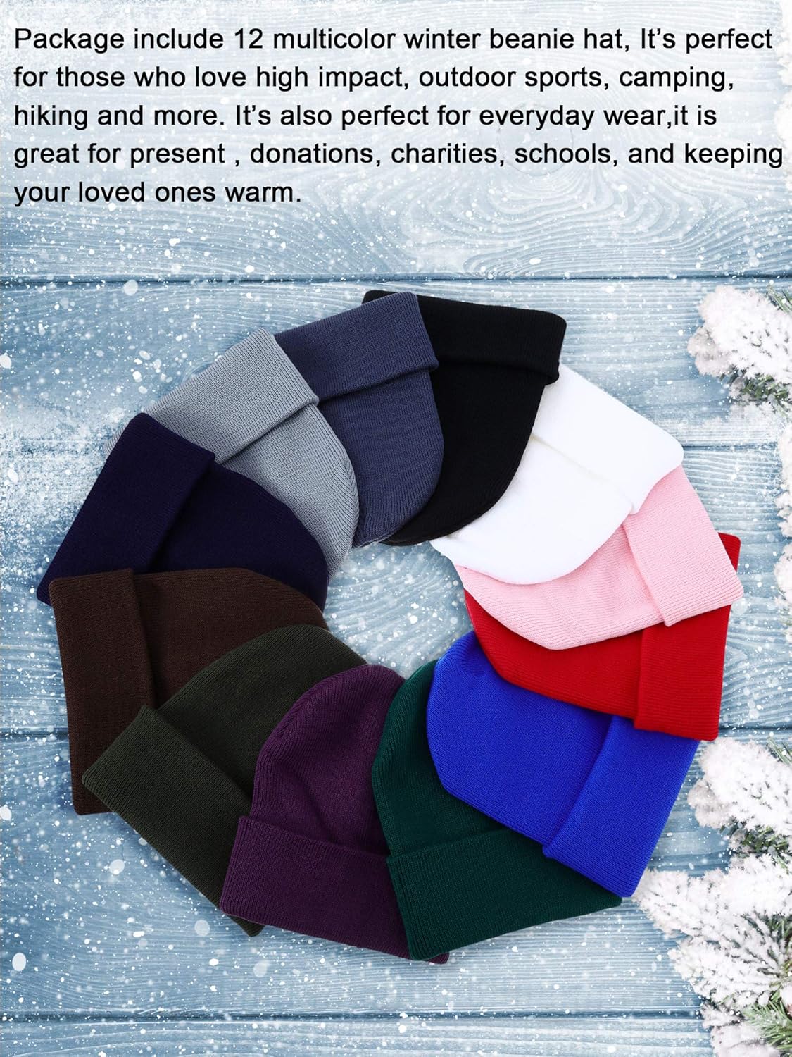 Zhanmai 12 Pieces Knit Hat Beanie Hats Warm Cozy Knitted Cuffed Skull Cap for Adults Kids (Multicolor) at  Women’s Clothing store