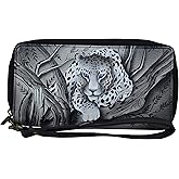Anna by Anuschka Women's Hand Painted Leather Zip-Around Clutch, Summer Garden Denim, One Size