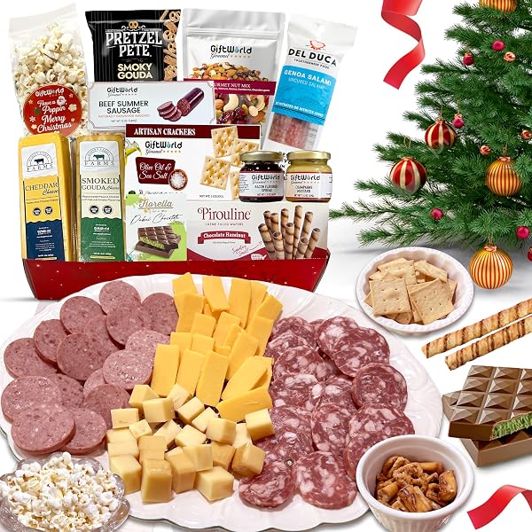 Christmas Gift Basket Christmas Meat & Cheese Gift Basket - 12-Item ...