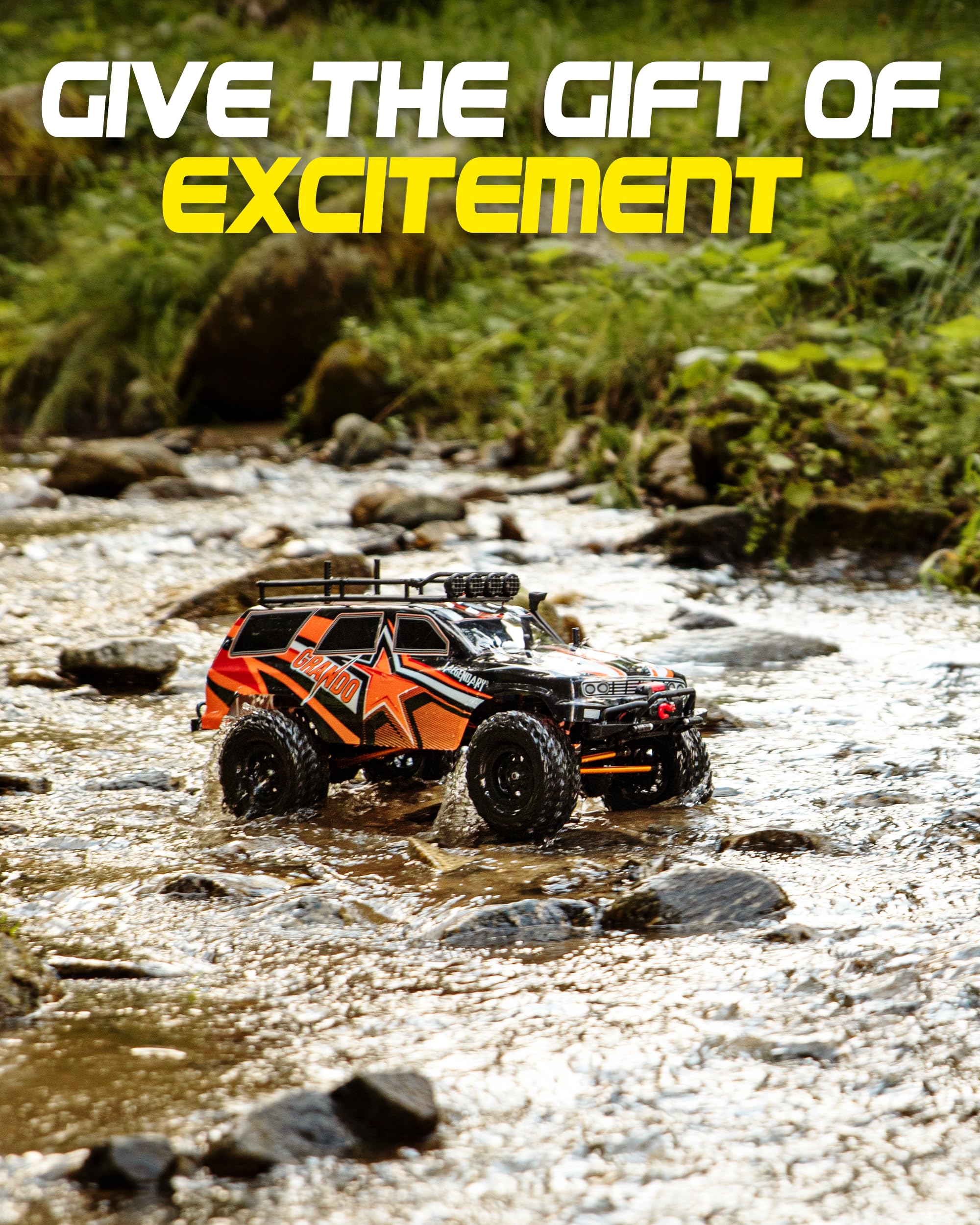 LAEGENDARY 1:10 Scale RC Rock Crawler - 4x4 Offroad Remote Control Truck for Adults - Fast, Electric and Hobby Grade - Brushed Motor and Red-Orange Color