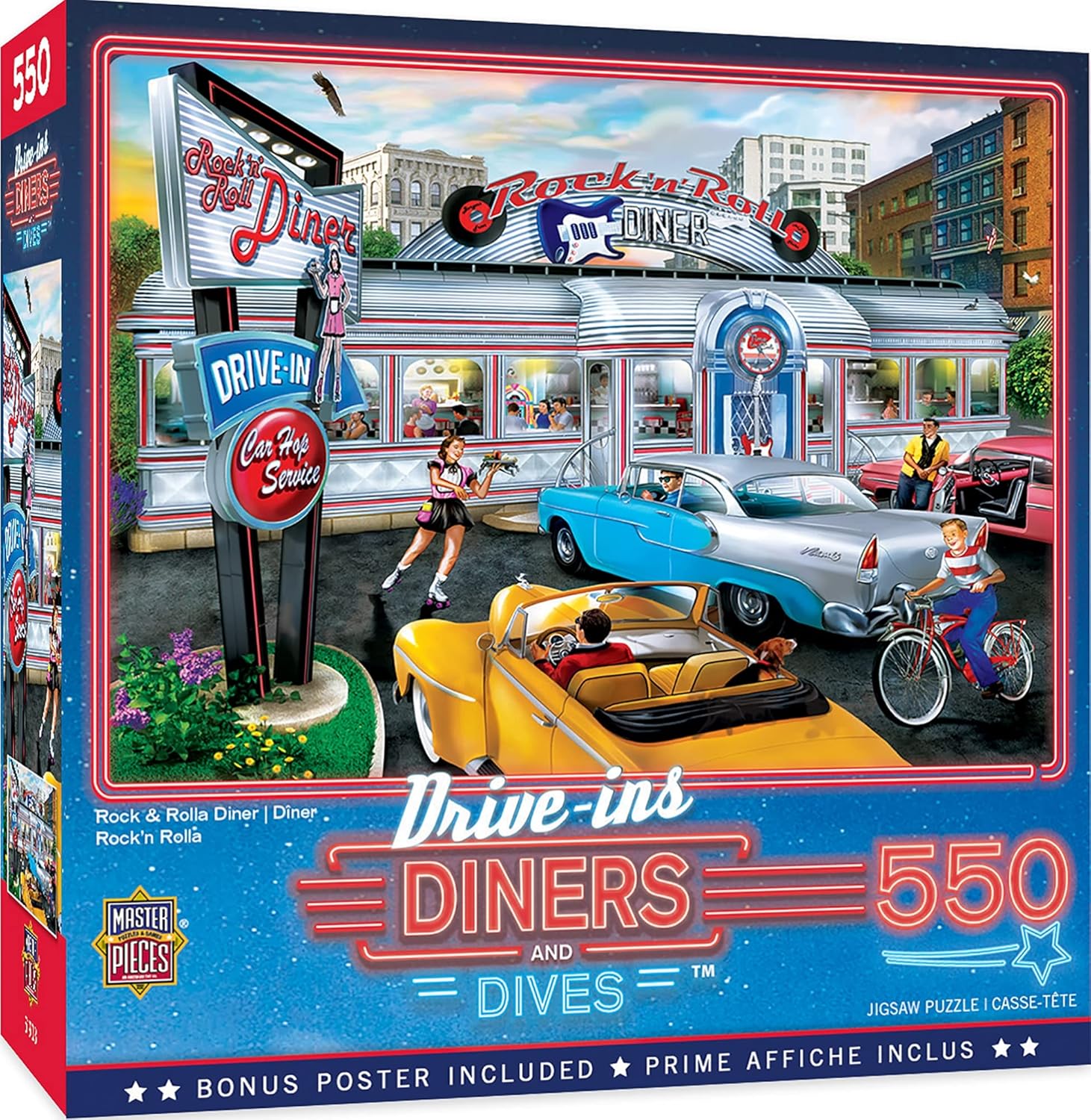 MasterPieces Drive-Ins, Diners and Dives Puzzles Collection - Rock & Rolla Diner 550 Piece Jigsaw Puzzle: Toys & Games