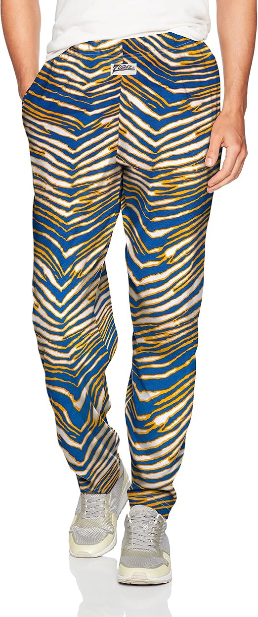 Zubaz Men's Classic Zebra Printed Athletic Lounge Pants, Royal/Gold
