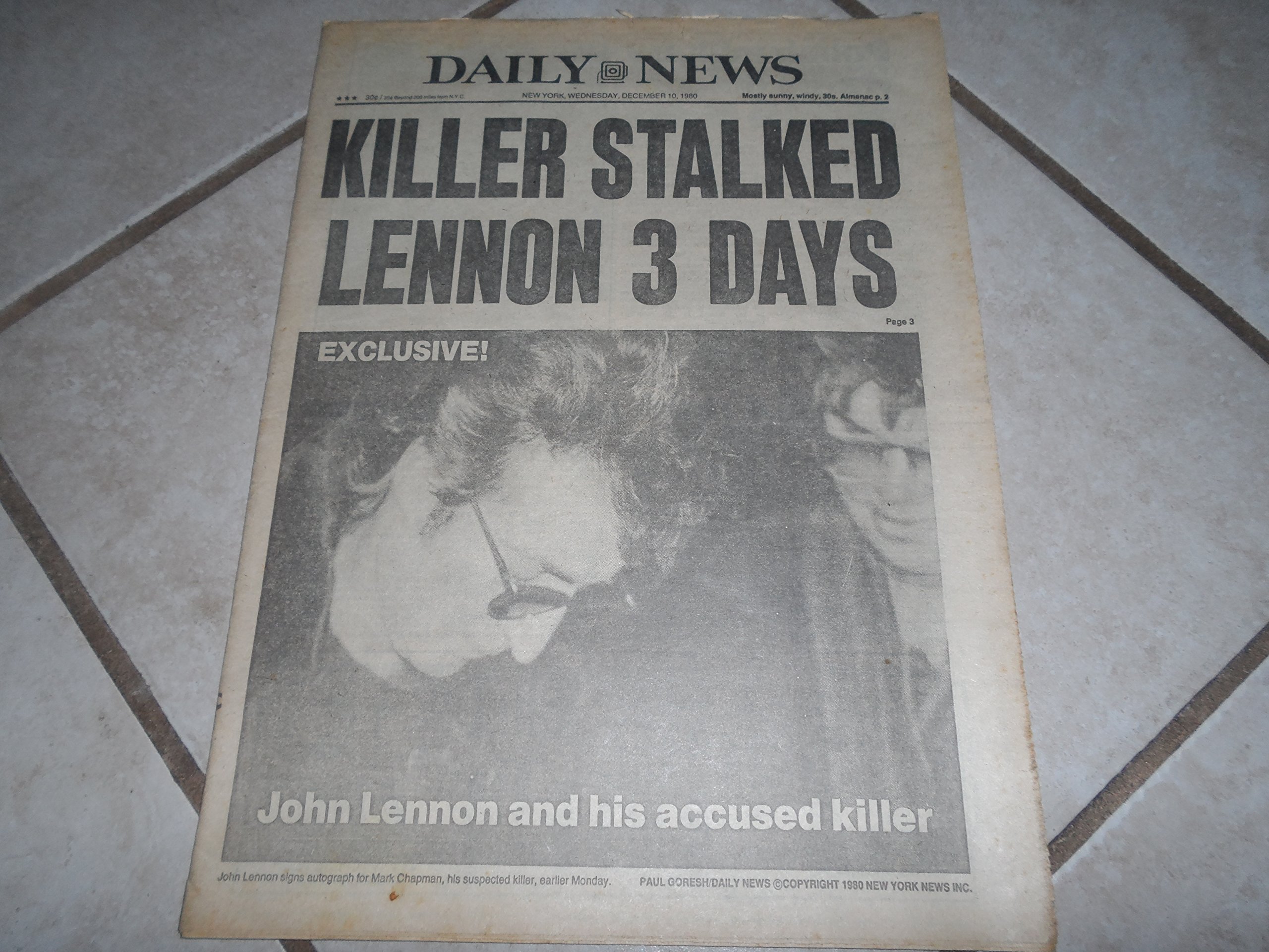 The New York Daily News December 10 1980 John Lennon Death Coverage New York Daily News Amazon Com Books