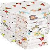Kenning 20 Pack Muslin Baby Burp Cloths Large 20 x 10 Inches and 10 x 10 Inch Cotton Baby Burp Rags Cute Towel and Washcloths Face Towels 6 Layers Absorbent for Infant Shower, 20 Styles