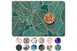 TMOODEL Dog Food Mat, 12"x19" Dog Mat for Food and Water, Absorbent Dog Cat Bowl Mat Protect Floors, Cute Pet Food Mats for Dog Cat, Anti-Slip Rubber Pet Feeding Mat, Tropical Palm Leaves Pet Placemat