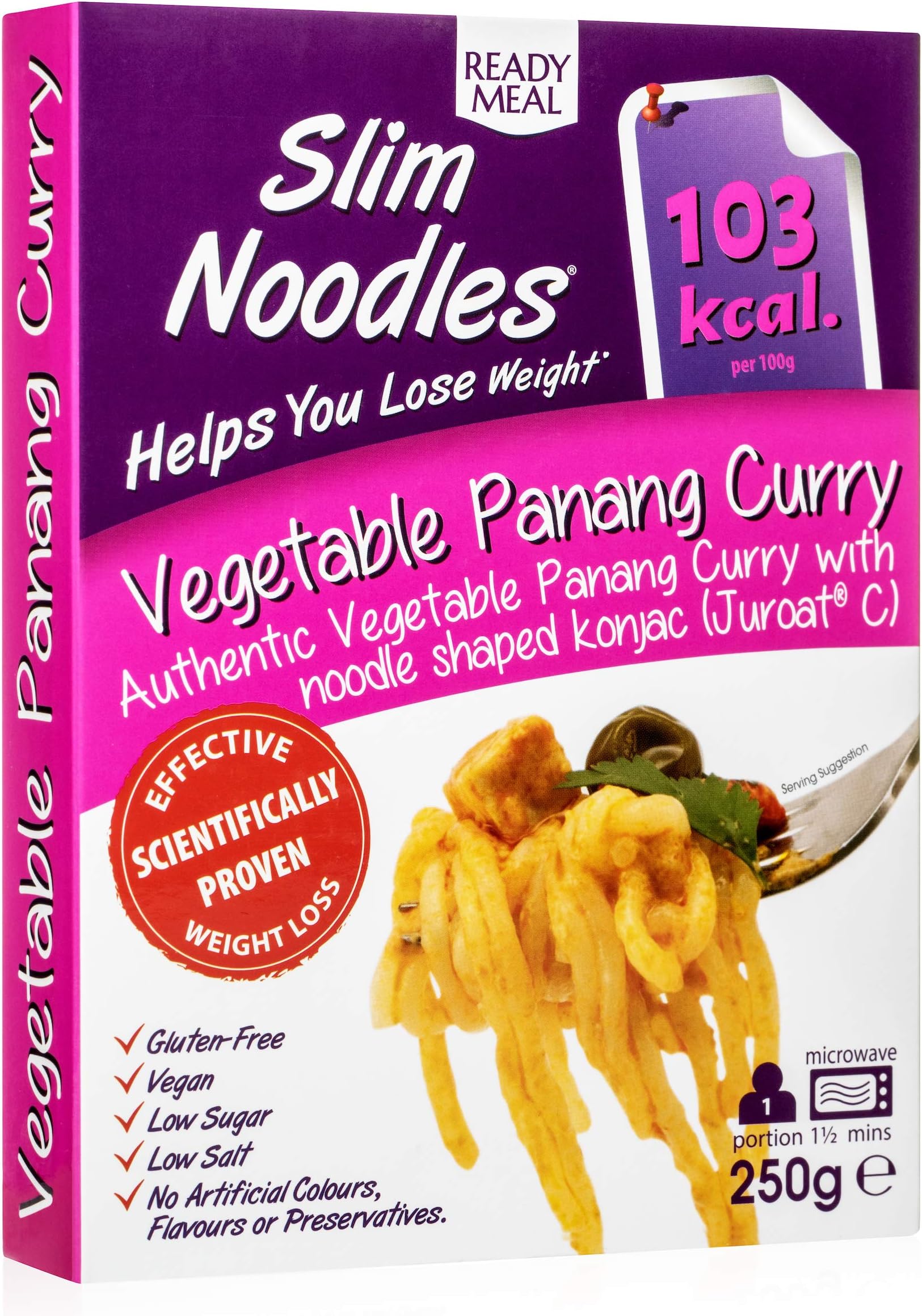 Vegetable Panang Curry With Noodle Shaped Konjac Ready to Eat Meal 8.8 Ounces (Pack of 6)