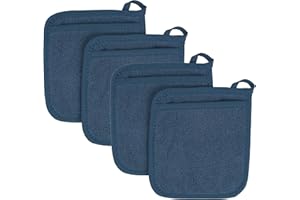 RITZ Terry Pocket Mitt & Hot Pad: Unparalleled Heat Resistant, Durable 100% Cotton – Ergonomically Designed for Optimal Grip – Easy-Care Machine Washable – 4-Pack, Midnight