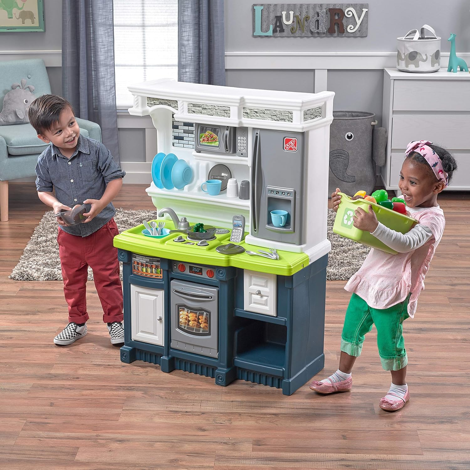 step2 lifestyle custom play kitchen with 20 piece accessory set