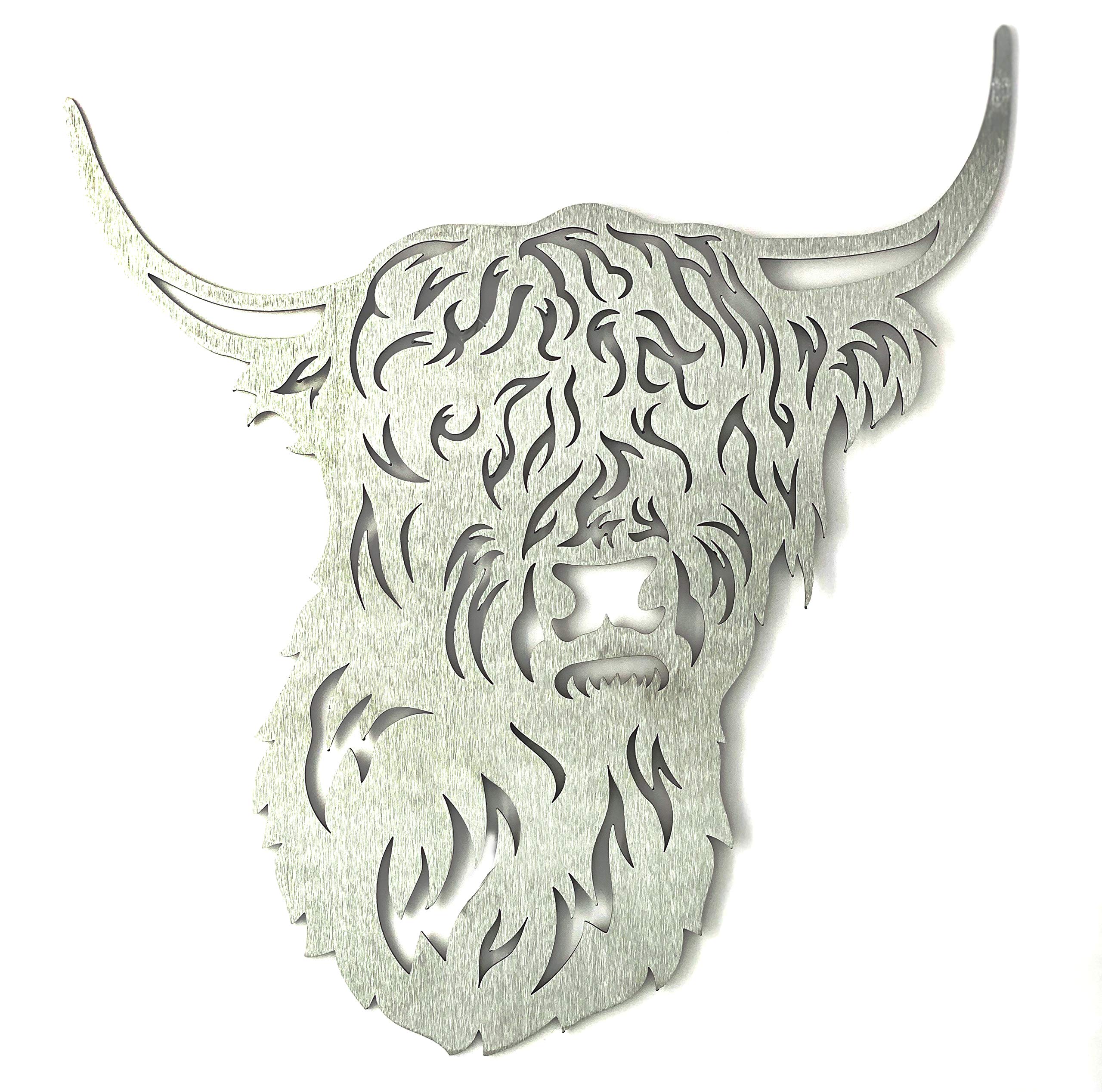 Image Industry Highland Cow Steel Garden Sculpture Rustic Metal Wall Art Large