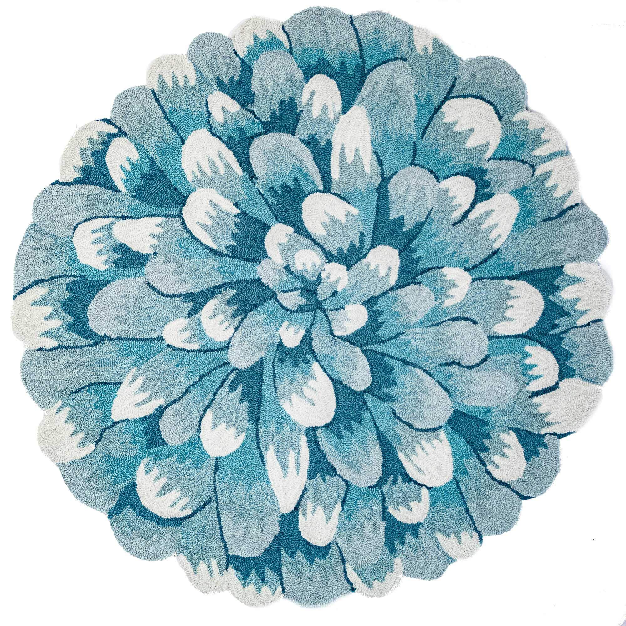 Liora Manne Mum Aqua Indoor/Outdoor Rug, 5 ft Round Image