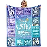 Batantec Happy 50th Birthday Gifts for Women, 50 Year Old Birthday Gifts for Women Turning 50, 50th Birthday Decorations Idea, Female 50th Birthday Gifts for Her, 50th Birthday Blanket Gifts 60”X50”