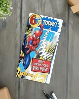 UK Greetings Marvel 6th Birthday Card Boy Spider-Man Badge Design 121x229mm FSC view 3