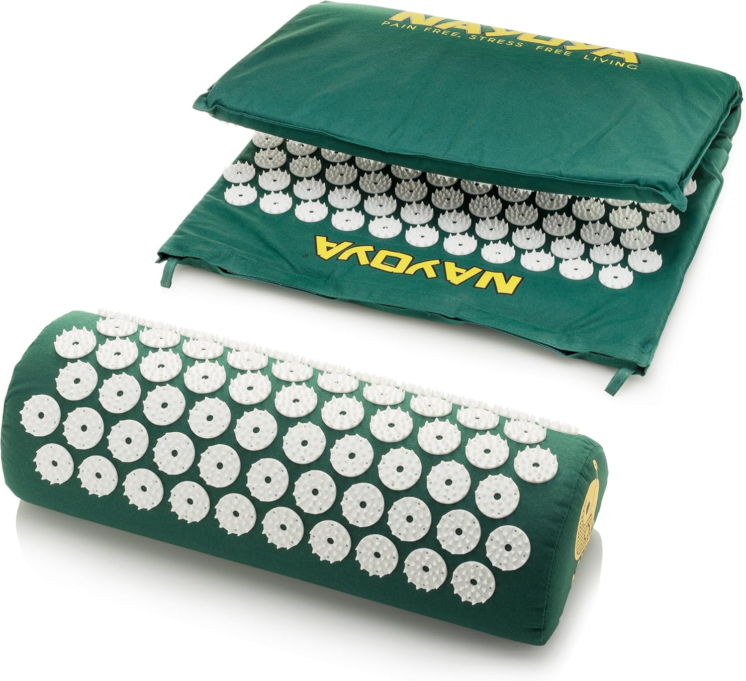 At Home Back and Neck Pain Relief - Acupressure Mat and Neck Pillow Set - Relieves Stress and Sciatic Pain for Optimal Health and Wellness - Comes in a Carry Box with Handle for Storage and Travel: Health & Personal Care