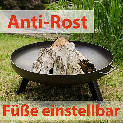 Köhko Feuerschale Ø 79 cm - Beine Anti-Rost lackiert - eintsellbare und abnehmbare Beine 41005