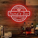 Custom Bar Neon Sign for Home Bar Man Cave, Personalized Bar Signs LED Neon Lights for Men Dad Gifts, Dimmable Customized Cocktail Beer Light Up Signs for Pub Bistro Business Wall Decor