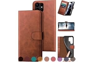 DuckSky for Samsung Galaxy S24 Ultra Genuine Leather Wallet case 【RFID Blocking】【4 Credit Card Holder】【Real Leather】 Flip Folio Book Phone case Protective Cover Women Men for S24Ultra case Light Brown