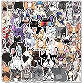 OTYSLIU French Bulldog Stickers 50 Pcs - Cute and Funny Dog Birthday Decorations for Food Bowls, Doghouse, Party Favors - Waterproof Puppy Stickers