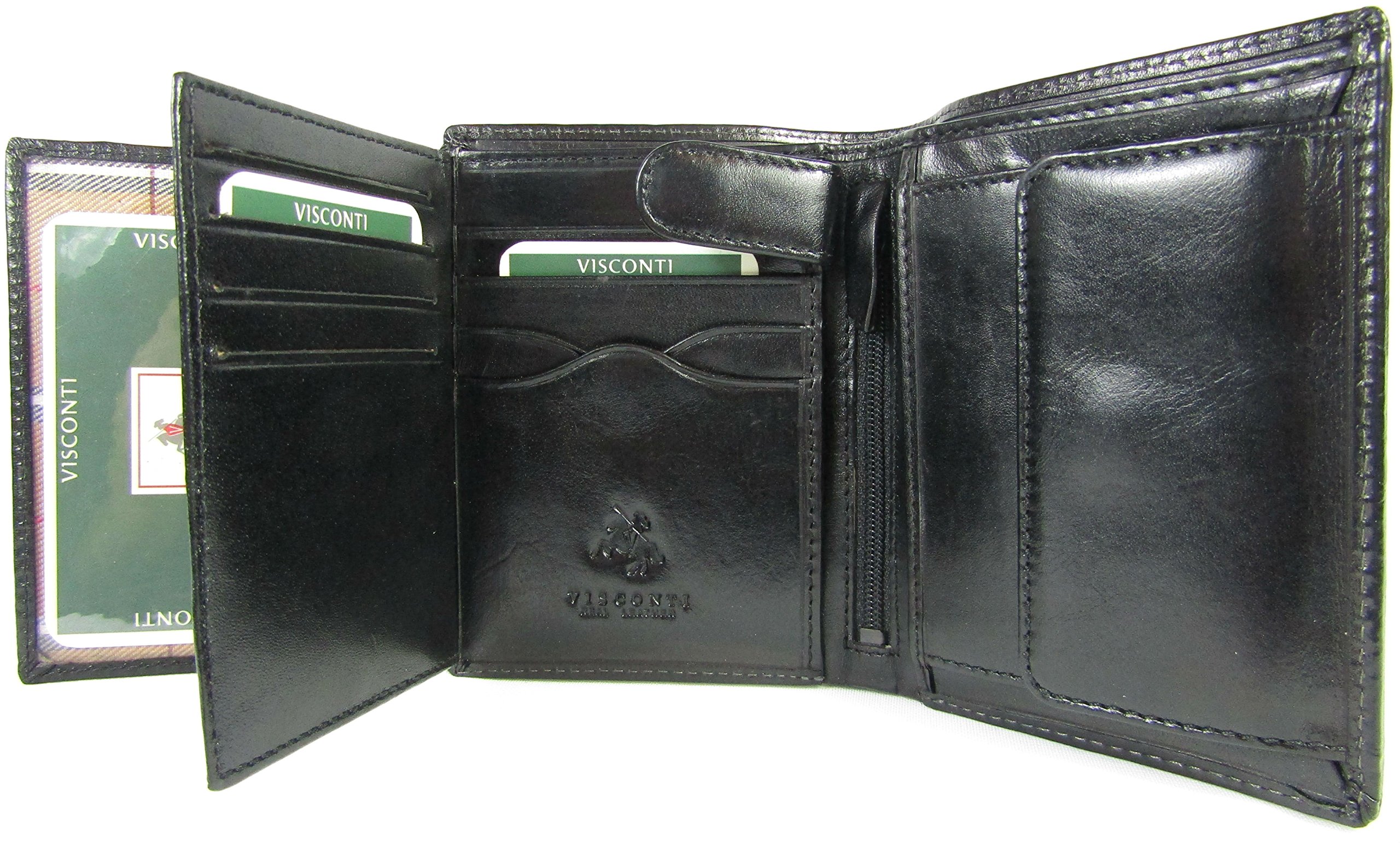 Visconti Mens Italian Leather Milan MZ3 Black Black Wallet