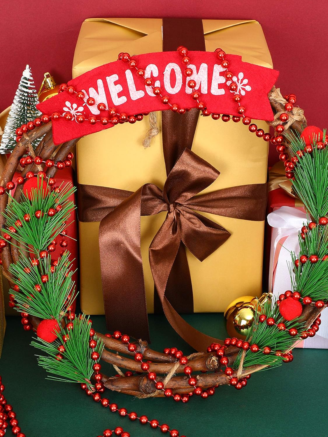 Download Arts Crafts Sewing 50 Feet Christmas Tree Beads Artificial Pearls Beads String Garland Plastic Beads Roll For Christmas Wedding Diy Decoration Supplies Green Beaded Trim PSD Mockup Templates