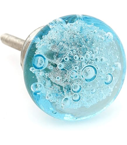 blue glass dresser knobs Perilla Home Set Of 6 Crystal – Light Blue, Vintage Hand-Painted Cabinet & Drawer Apparel Size:Large
